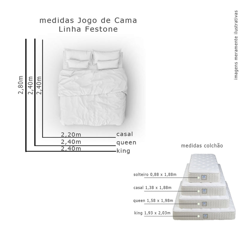 Jogo de Cama King Festone Neon 200 Fios Kacyumara Cinza/Rosa Neon