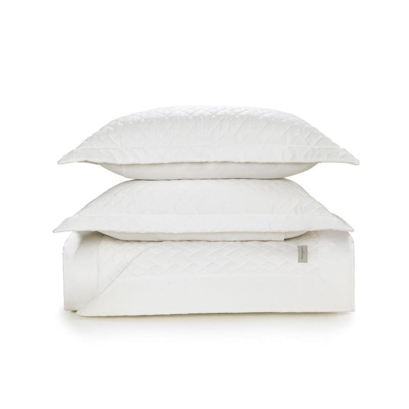 Colcha Queen Trussardi 2 Porta Travesseiros 300 Fios Cetim Spiazzo Branco